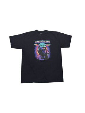 Fifth Sun Mandalorian Grogu Neon Graphic Tee – Star Wars 2XL Black Shirt